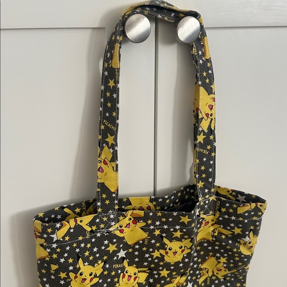 EUC Kids Pokemon Pikachu Patterned Tote Bag - Black and Yellow Double Sided - Picture 4 of 8